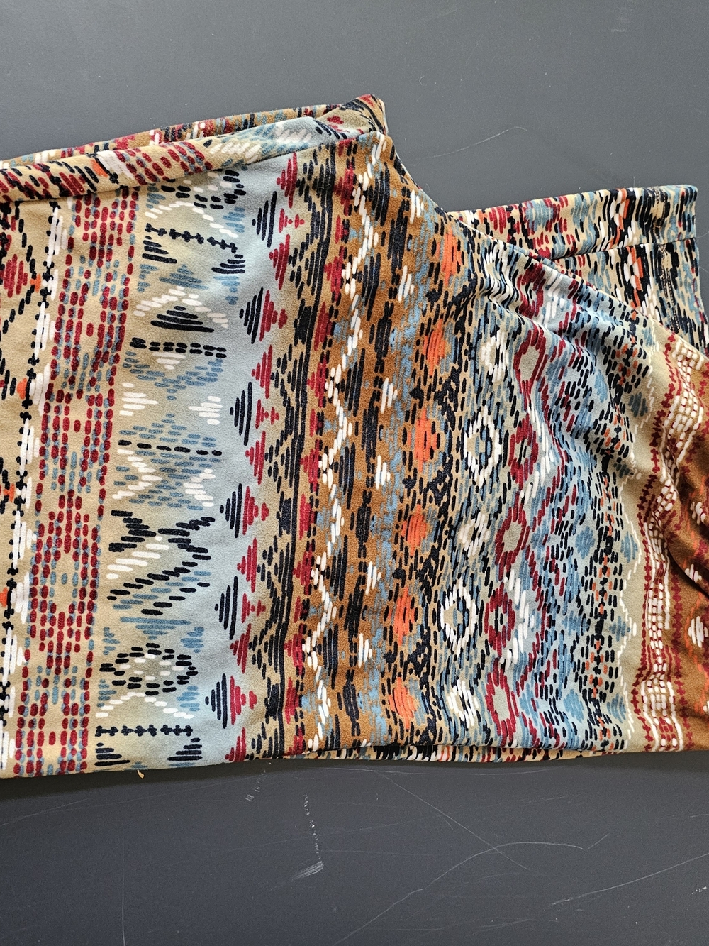 No Boundaries Multicolor Tribal Leggings - Blue, Rust, Cream